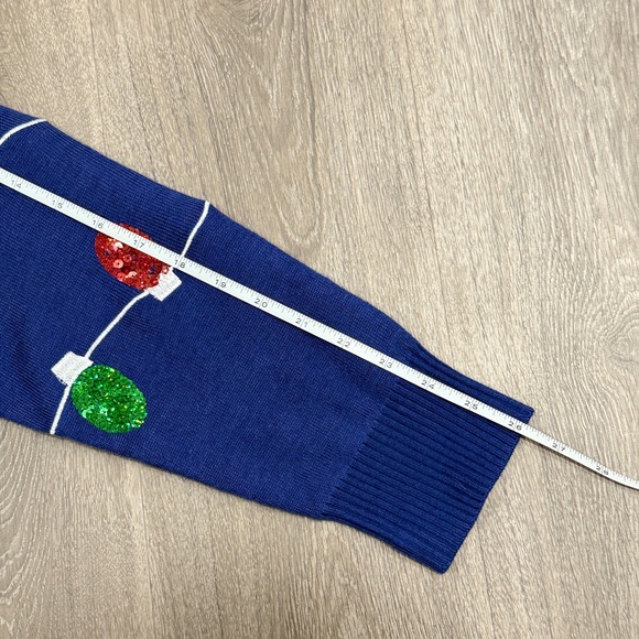 Tipsy Elves Women’s Not So Ugly Blue Sweater with Christmas Lights Size L - Picture 8 of 9